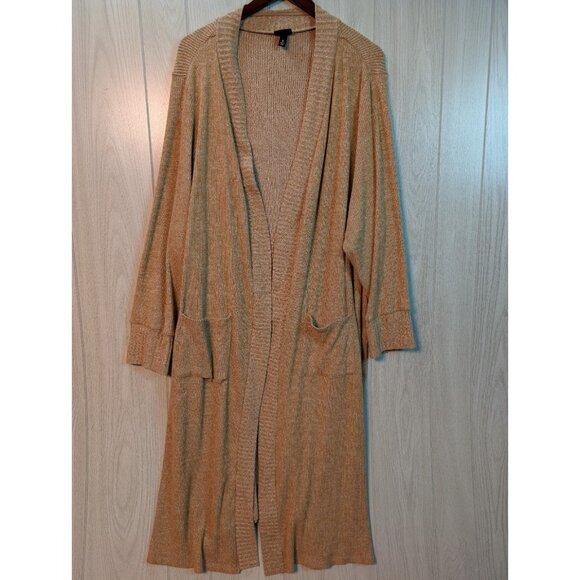Torrid Women's Plus 5 5X Open Rib Cardigan Sweater Camel Tan Lightweight Long - Picture 1 of 10